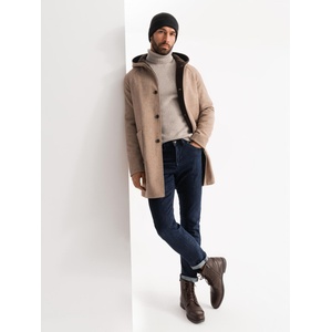 Ombre Clothing Мъжко дълго палто с меланж и качулка Ombre Clothing Ombre Clothing | Bezhov | МЪЖЕ | XXL