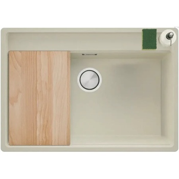 Твоят Стил Бежова кухненска мивка за вграждане под плот Берген 80 Low 760x530 мм