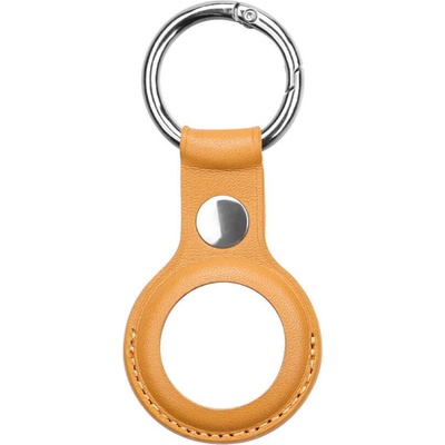 PU Leather Стилен ключодържател от изкуствена кожа за Apple AirTag - PU Leather Keyring Keychain Case (светлокафяв)
