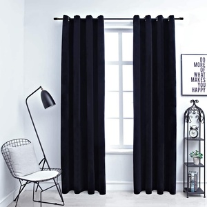 Pure Line Home Кадифени завеси в цвят черен с метални халки, 2 бр. , 140 x 225 см - zalegloto - 56,91 лв