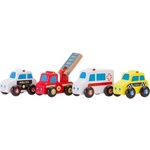 New Classic Toys Комплект дървени мини превозни средства - 4 бр (CLAS_11930)