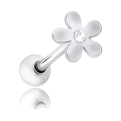 Šperky Eshop piercing do jazyka z chirurgické oceli květ se zirkonem AC5.15