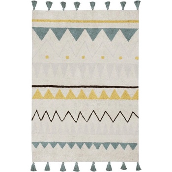 Lorena Canals Кремав ръчно изработен памучен детски килим подходящ за пране 140x200 cm Azteca Vintage Blue - Lorena Canals (C-AZ-NVB-L)