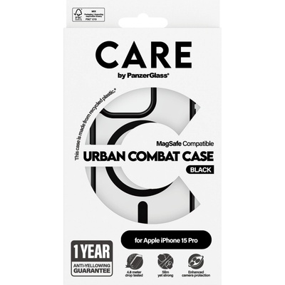 Panzer Гръб CARE by PanzerGlass за iPhone 15 Pro, Flagship, Black MagSafe, Черна рамка