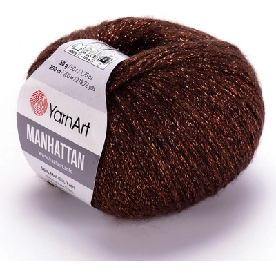 Pletací / háčkovací příze YarnArt MANHATTAN 912 metalická hnědá, efektní, 50g/200m