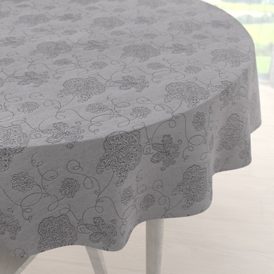 Biante Teflónový okrúhly obrus TF-083 Kvetované ornamenty na sivom Ø 90 cm