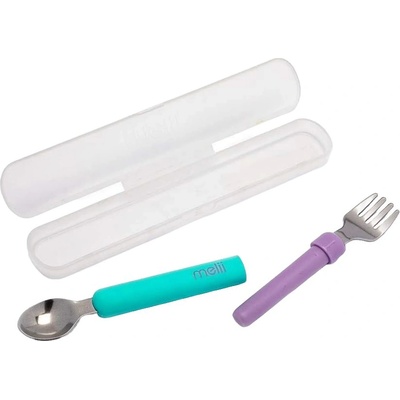 Melii Прибор за хранене Melii - Вилица-лъжица, 12м+, Blue & Purple (ML11200)