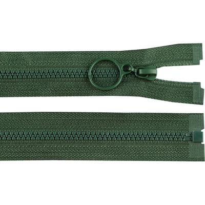 Kostěný zip No 3 délka 30 cm s kroužkem zelená smrková 1 ks