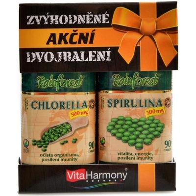 VitaHarmony Chlorella 500 mg 90 tabliet + Spirulina 90 tabliet