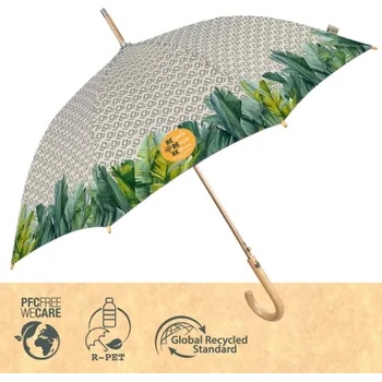 Дамски автоматичен голф чадър Perletti Green 19129, Палми