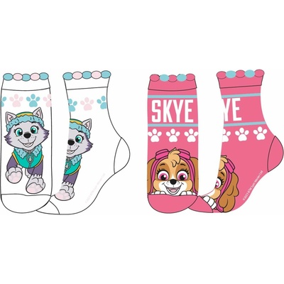 Paw Patrol Tlapková patrola Dievčenské ponožky biela ružová