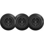 Kliklap - Тройна ретро розетка за домашна употреба с рамка SCHUKO 230V, черна (KA0018B)