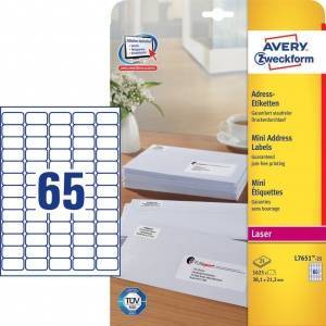 Avery Zweckform Address labels for envelopes 38.1 x 21.2 mm (L7651-25)