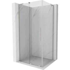 Mexen Velar L плъзгаща се душ кабина 120 x 80 см, прозрачна, четкаван никел - 871-120-080-03-97 (871-120-080-03-97)