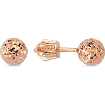 Lillian Vassago zlaté náušnice v tvare guľôčky s gravírovaním LLV66-GER157M7 ružová