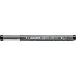 STAEDTLER black pigment liner, line width 0.6 mm, indelible pigment ink, long metal tip, long service life, 10 fineliners in a cardboard case, 308 06-9 (308 06-9 VE)