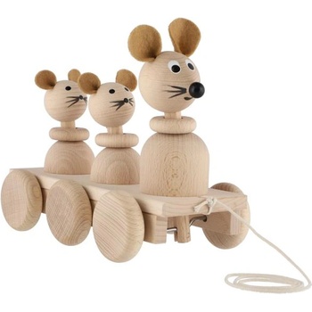 Teddies Три мишки дърпане естествено дърво