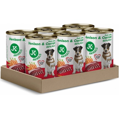 JK ANIMALS Adult Premium Paté Venison & Carrot with Chunks 6 x 400 g