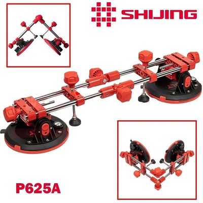 SHIJING Вакуум вендуза, двойна, ъглова, shijing p625a, 203 мм, до 190 кг, с манометър (uni-012115)