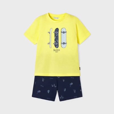 Mayoral Комплект с бермуди на щампи и жълта тениска за момче Майорал