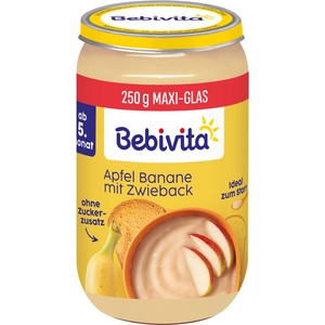 Bebivita Био плодова каша Bebivita - Ябълка, банан и сухар, 250 g (14004-01) - ozone
