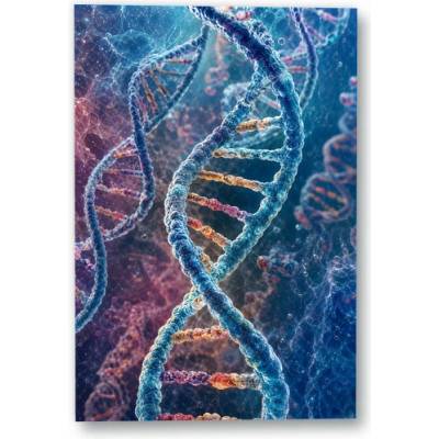 Plakát – Dvojšroubovice DNA v modrém mikroskopickém prostředí Bez rámu Ano Bez rámu 90 × 135 cm