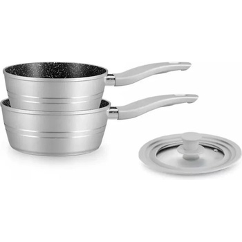 Royalty Line Комплект касероли с универсален капак Royalty Line RL-FS2MS, 3 ч, Мраморно покритие, Индукция, Сребрист (99RLFS2MSR)