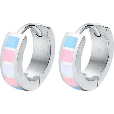 Impress Jewelry dámské ocelové kruhové náušnice Pride stříbrné PE-017