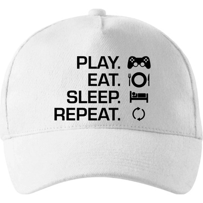 Play Eat Sleep Repeat game so zahnutým šiltom a látkovou sponou Biela