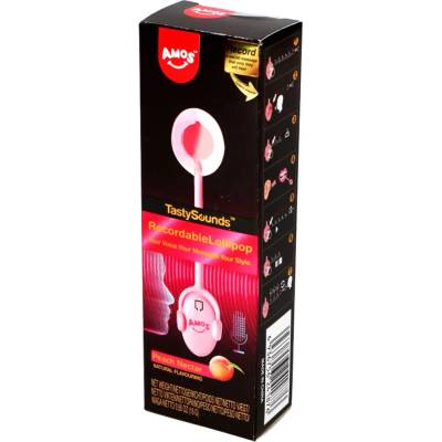 Amos Tasty Sounds hudební lízátko s možností nahrávání, s příchutí broskve 16 g –