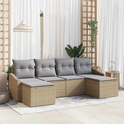 vidaXL Комплект за хранене в градината 6 pcs Бежов и Светло Сив (3355499)