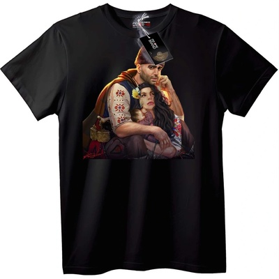 NOONEBRAND Тениска Фолклорна любовна двойка - XL, Black