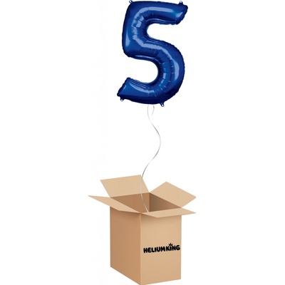 HeliumKing Balónový box Narodeninové číslo 5 modré 86 cm