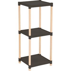 TopMebel Етажерка за под дървена - пластмасова в натурален - черен цвят 28x25x72см