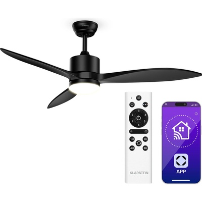Klarstein SkyBreeze Интелигентен таванен вентилатор със светлина | 132 см | 27 W | Тих | LED | Дървен ()