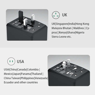 Techsuit Захранване с 1xUSB-C и 3xUSB-A изхода и преходници за цял свят в едно устройство за мобилни устройства - Techsuit Travel Adapter (HHT904) 30W (бял) (KF2331132)