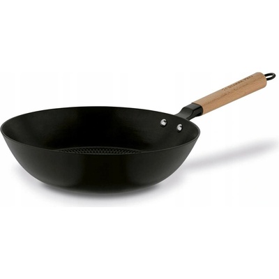 Starke Pro Litý wok 30 cm smaltovaný s dřevěnou rukojetí Hanoi černý