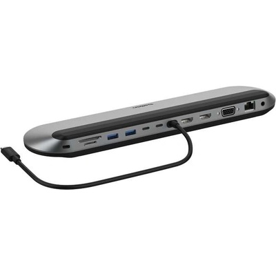 Мултифункционален хъб с DeX, Ethernet, HDMI, 3.5 mm jack, USB-C, USB 3.0 и четец за карти за Macbook и USB-C устройства - Belkin Connect 11-in-1 Universal USB-C Pro Hub (тъмносив) (INC014btSGY)