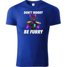 Animerch tričko Don't Worry Be Furry modré