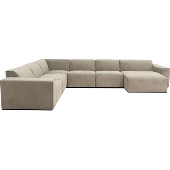 Scandic Бежов ъглов диван от велур (десен ъгъл) Sting - Scandic (STING U CORNER RIGHT WAVE 5-1)