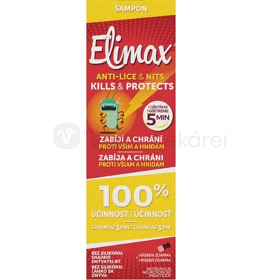 Elimax šampón proti všiam a hnidám s hrebeňom 100 ml