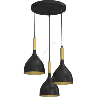 Пендел NOAK 3xE27/15W/230V черен/златист (LU3892)