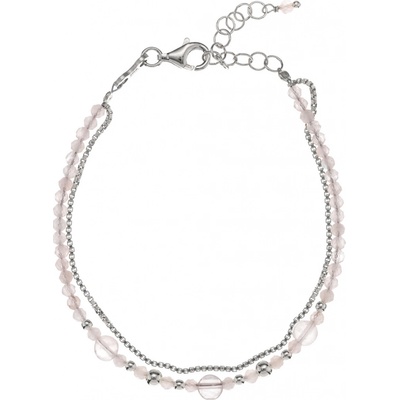 Alisia Dvojitý stříbrný náramek s růženínem AL3054-Argento-QuarzoRosa