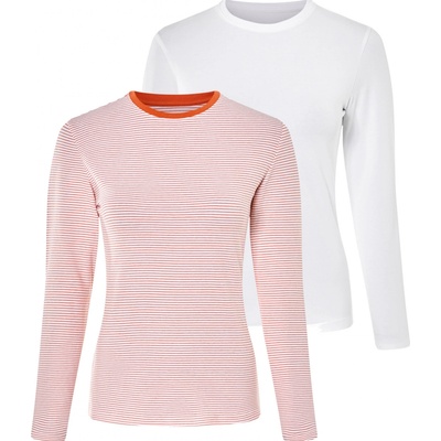 esmara Dámské triko s dlouhými rukávy s BIO bavlnou bílá / bílá oranžová pruhovaná – Zboží Dáma