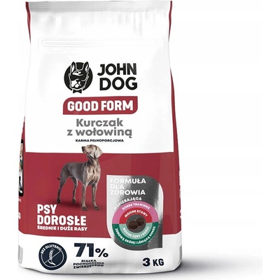John Dog Adult kuře s hovězím 3 kg