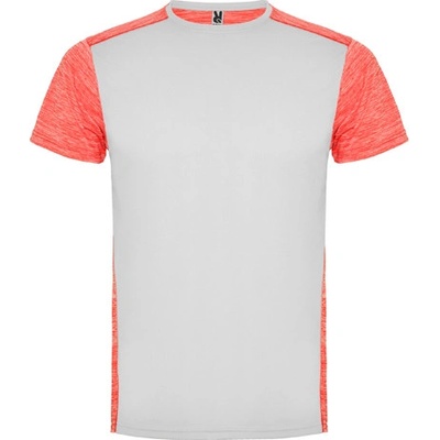 Roly pánske športové tričko Zolder white heather fluor coral