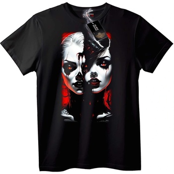 NOONEBRAND Тениска вампир разделено лице - 2XL, Black