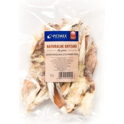 PETMEX žvýkačka pro psy Králičí ucho s kožešinou 100 g