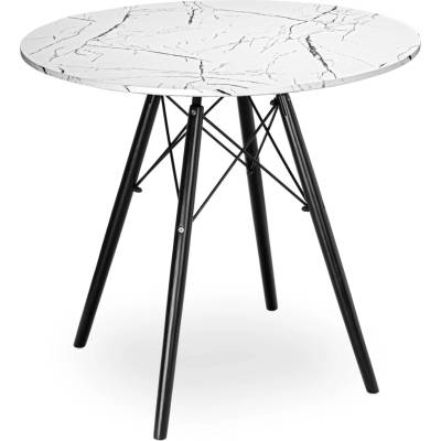 TZB Kulatý jídelní stůl Paris Black 80 cm bílý mramor černý