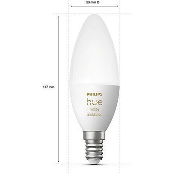 Philips Смарт LED димируема крушка Philips Hue White Ambiance, 5.2W, 470 lm, E14, 2100-6500K (929002294403)
